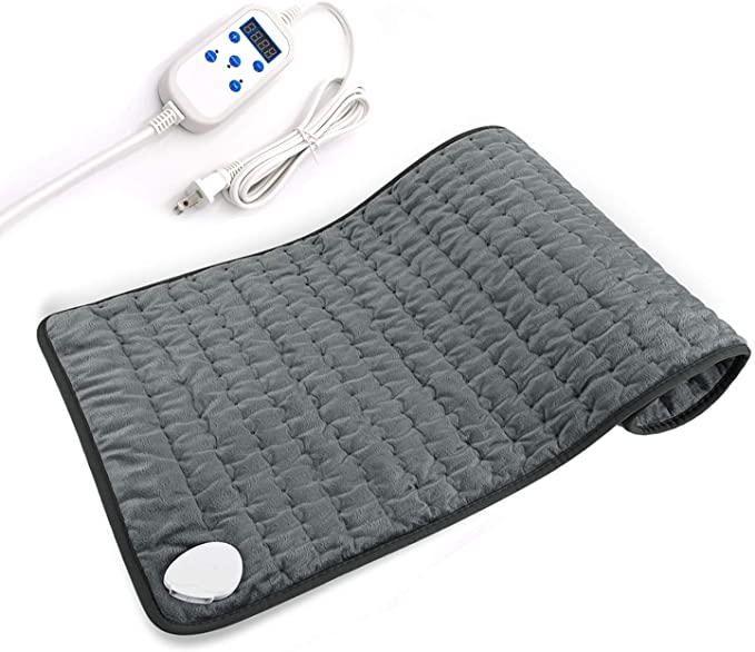 Dekugaa Heating Pad, Electric Heating Pad for Moist & Dry Heat, 6 Electric Temperature Options, 4 Temperature Settings-Auto Shut Off -King Size 12" x 24"-Hot Heated Pad (Dark Grey)