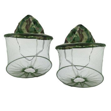 OlymstoreTM 2pcs Camouflage Beekeeping Beekeeper Anti-mosquito Bee Bug Insect Fly Mask Cap Hat with Head Net Mesh Face Protection Outdoor Fishing Equipment