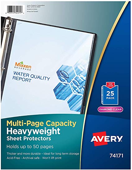 Avery 74171 Multi-Page Top-Load Sheet Protectors, Heavy Gauge, Letter, Clear (Pack of 25) - New Version