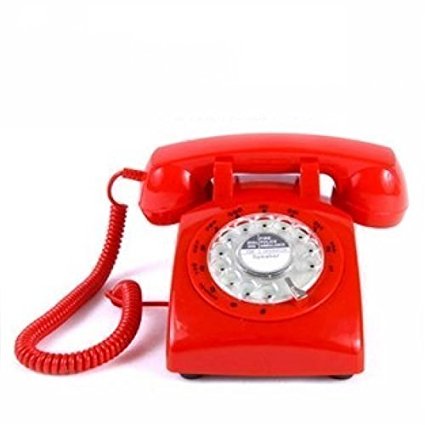 ECVISION 1960's STYLE Rotary Retro old fashioned Dial Home Telephone with Red Color