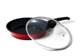 Flamekiss 10 Red Ceramic Coated Fry Pan by Amor Innovative and Elegant Design Nano Ceramic Coating w Silver Ion 100 PTFE and PFOA Free w Glass Lid