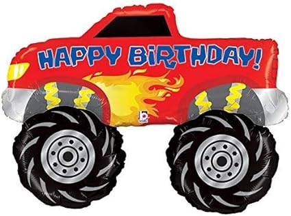Betallic 40" Happy Birthday Monster Truck 4 x 4 Big Wheel Racing Party Mylar Foil Helium Balloon