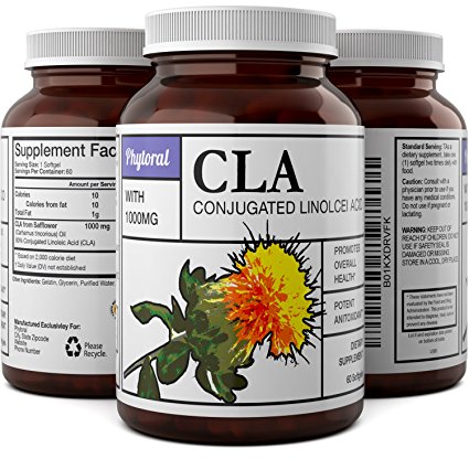Natural Conjugated Linoleic Acid CLA - Pure And Potent Weight Loss Capsules For Men And Women With Safflower - Boost Metabolism - Burn Belly Fat - Powerful Antioxidant - CLA Complex By Phytoral