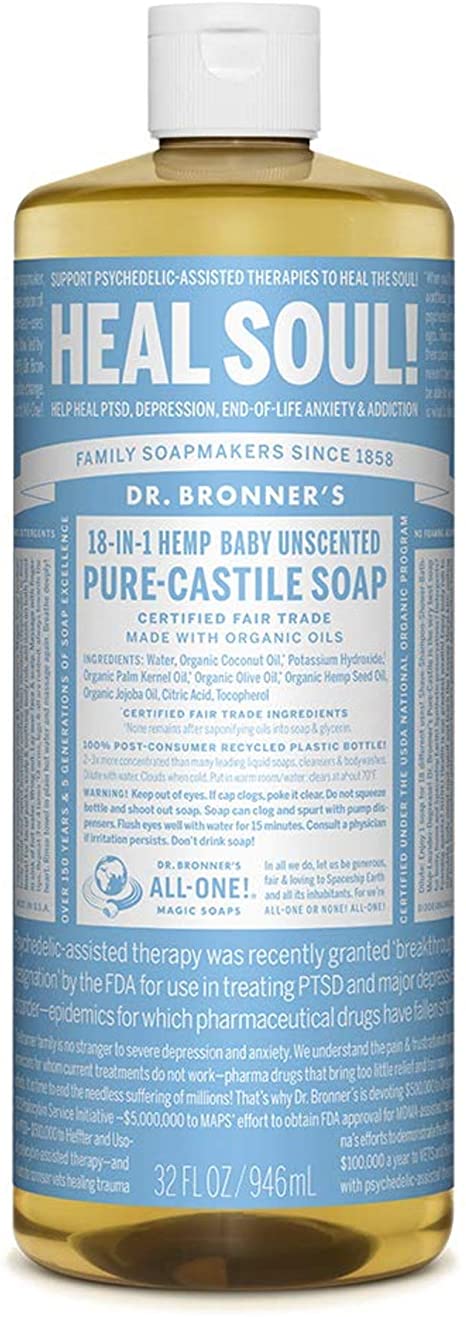 Dr. Bronner's Organic Baby Unscented Pure-Castile Liquid Soap
