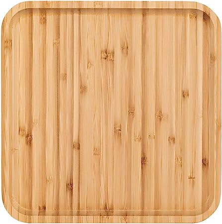 Bearstar 2-Pack Bamboo Square Plates ,12 Inches Cheese Plates Coffee Tea Serving Tray Fruit platters Party Dinner Plates Sour Candy Tray