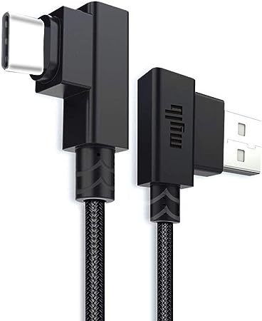 USB C Cable 0.2m short cable,MYLB Nylon Braided Right Angle 90 Degree USB C 5V/ 5A Super fast Charging and Data Sync Cable (0.2m/8 inch, Black)