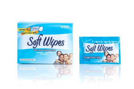 Soft Wipes - Flushable Moist 20 Individually Wrapped Singles Wipes for Travel and people on the go