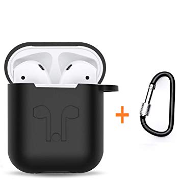 Amasing Case 2 in 1 Accessories Kits Compatible for Airpods Protective Silicone Cover and Skin Compatible for Airpod Case with Clips Keychain Black