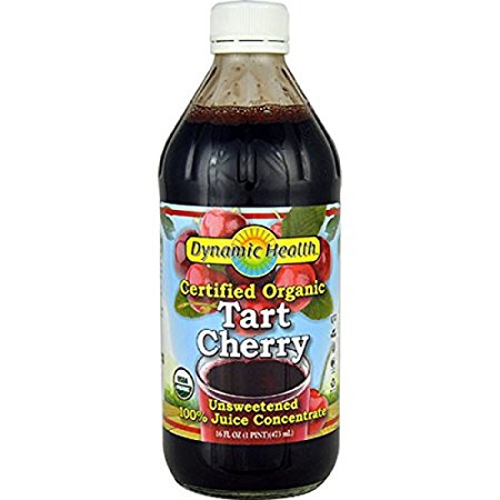 Dynamic Health 100% Pure Organic Certified Tart Cherry Juice Concentrate, 16-Ounce (Packaging May Vary)