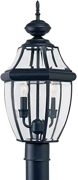 Sea Gull Lighting Generation 8229EN-12 Transitional Two Light Outdoor Post Lantern from Seagull-Lancaster Collection in Black Finish