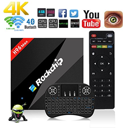 Aoxun 4G 32G TV Box 4K Android 6.0 Upgraded Version H96 Max Intelligent set-top box RK3399 Six Core UHD 64 Bits with wifi smart set-top boxes Bluetooth 4.0 and OTA Function Supported