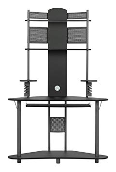 Calico Designs Arch Tower Corner Computer Tower Multipurpose Home Office Computer Writing Desk - Gray / Black, 50540