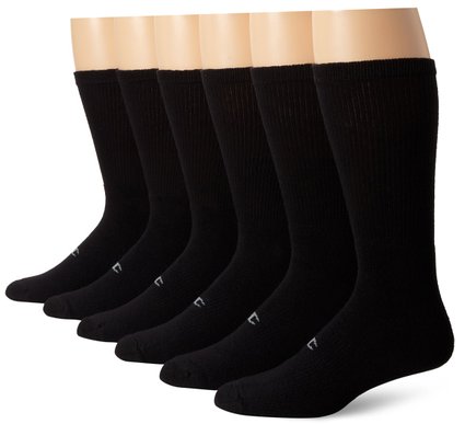 Champion Men's 6 pack Crew Socks, Black, 10-13, (Shoe size 6-12)