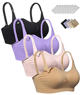 iLoveSIA Womens Seamless Sleep Nursing Bra for Breastfeeding Clip Down Maternity Bras Pack of 4