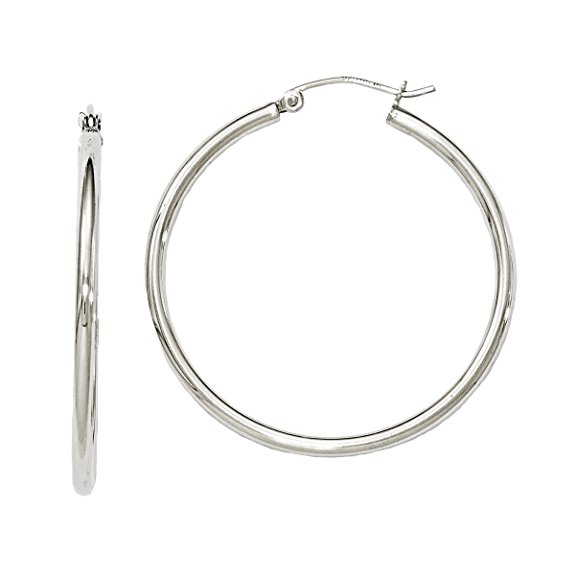 Designs by Nathan 925 Sterling Silver Classic Seamless Tube Hoop Earrings, Choice of Sizes