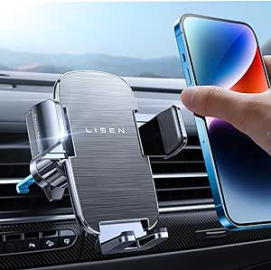 LISEN 2024 Newest Phone Mount for Car Vent, Universal Car Phone Holder Mount with Friendly Air Vent Clip Cell Phone Car Mount for iPhone Car Mount Fits iPhone 15 14 13 12 Series Samsung All Phones