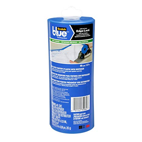 ScotchBlue Pre-taped Painter's Plastic, Unfolds to 48-Inches by 30-Yard