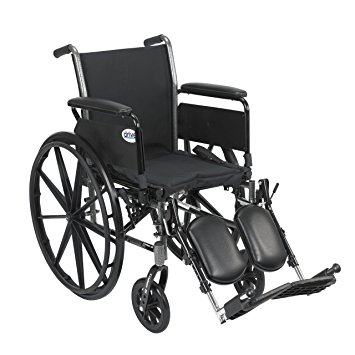 Drive Medical Cruiser III Light Weight Wheelchair with Various Flip Back Arm Styles and Front Rigging Options, Black, 18"