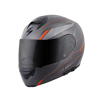 ScorpionExo EXO-GT3000 Sync Full Face Modular Helmet (Grey/Orange, Large)