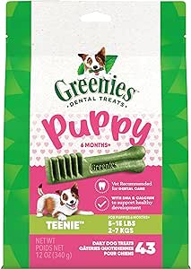 Greenies Puppy Teenie Size Natural Dental Dog Treats, 12 oz. Pack (43 Treats)