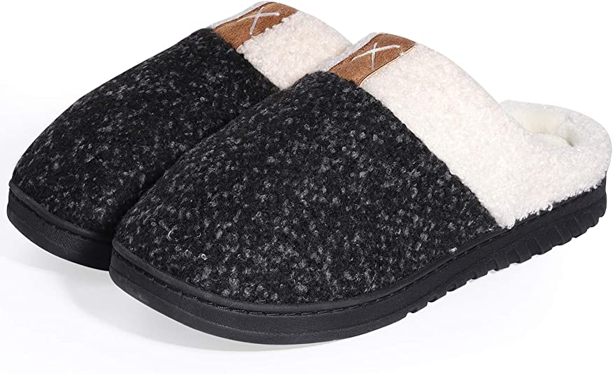 semai Home Shoes Slippers, Warm Comfy Indoor Shoes, Cozy Fluffy Soft Memory Foam Bedroom Slippers, Lightweight Anti-Skid Rubber Sole Winter Footwear Slippers for Women Men Elders