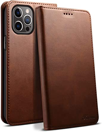 SINIANL Compatible with iPhone 12 Case, iPhone 12 Pro Wallet Case with Card Holder, Leather Book Folding Folio Case with Kickstand Magnetic Closure flip Cover for iPhone 12/12 Pro 6.1 inch Brown