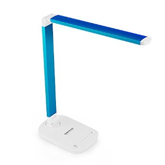 Guanya F118 Dimmable LED Desk Lamp ,7W,Aluminum alloy flexible Arm,Memory Function,Fog Lamp Switches,7-Level Dimmer,Touch Sensitive Control Panel(Blue)