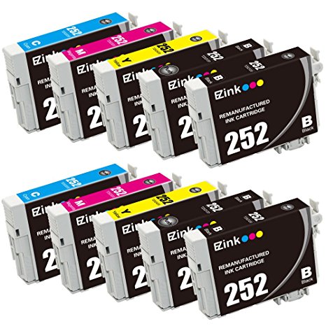 E-Z Ink Remanufactured Epson 252 T252 T252120 Ink Cartridge Replacement (4 Black, 2 Cyan, 2 Magenta, 2 Yellow) 10 PACK Compatible with WorkForce WF-3640 WF-3630 WF-3620 WF-7610 WF-7620 WF-7110 Printer