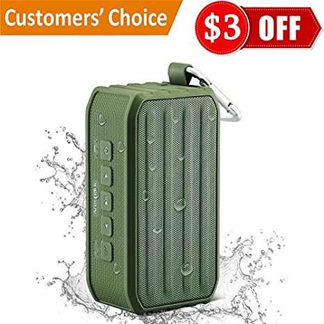 Bluetooth Speaker, Arespark Portable Waterproof Wireless Bluetooth 4.0 Speaker for Shower or Outdoor Sports with 12 Hours Playtime, 7w Powerful High-Def Sound, IPX4 Waterproof, NFC, SD/TF card Play, Forest Green
