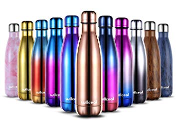 Willceal Stainless Steel Double Wall Vacuum Insulated Water Bottles 500ml, Leak Proof Keep Cold and Hot Drinks Bottle for Outdoor Sports Camping