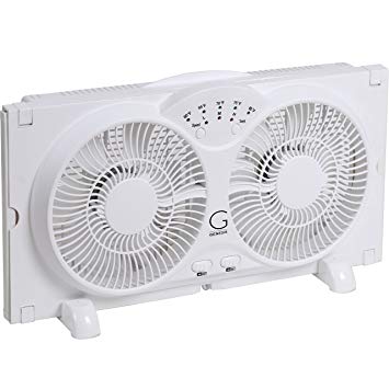 Genesis Twin Window Fan with 9 Inch Blades, High Velocity Reversible Airflow Fan, LED Indicator Lights Adjustable Thermostat & Max Cool Technology, ETL Certified