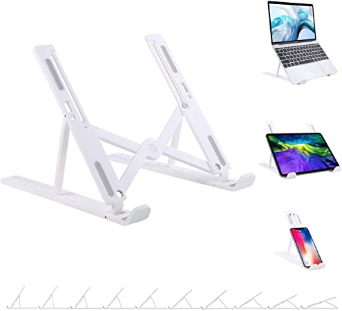 YMXuan Laptop Stand Adjustable 10-Levels Height, Lightweight Ergonomic Foldable Portable Computer Stand, Ventilated Laptop Holder Riser Notebook Riser Mount Compatible More 10-15.6" Laptops