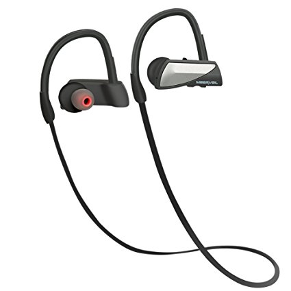 Bluetooth Headset, Meerveil Sports Headphone Stereo Earphone Noise Cancellation Sweatproof Sweet Resistant with Microphone Running Jogging Cycling Workout Gym Yoga for Smart Phones Tablets iOS Andriod