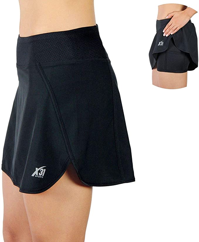 X31 Sports Running Skirt Tennis Skort with Shorts and Pockets