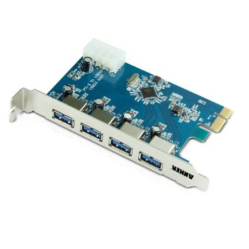 Anker Uspeed USB 30 PCI-E Express Card with 4 USB 30 Ports and 5V 4-Pin Power Connector for Desktops VL805 Chipset