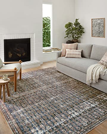 Amber Lewis x Loloi Billie Collection BIL-02 Ocean / Brick 8'-6" x 11'-6" Area Rug