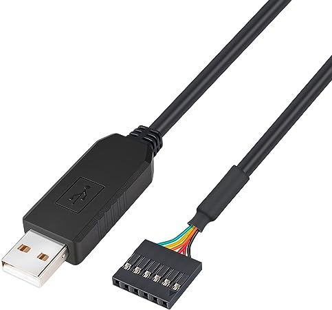 DTech FTDI USB to TTL Serial 3.3V Adapter Cable 6 Pin 0.1 inch Pitch Female Socket Header UART IC FT232RL Chip Windows 11 10 8 7 Linux (6ft, Black)