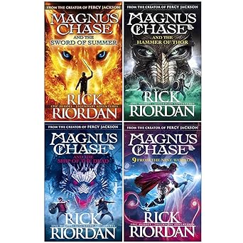 Rick riordan magnus chase series 4 books collection set (the sword of summer, hammer of thor, ship of the dead, 9 from the nine worlds [hardcover])