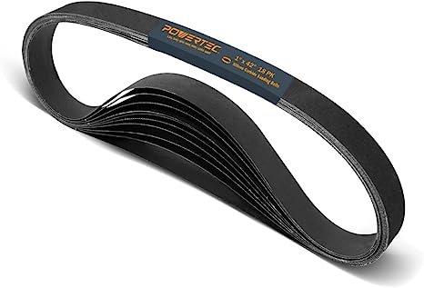 POWERTEC 46005 1" x 42" Silicon Carbide Sanding Belts for Knife & Tool Sharpener, Assorted Knife Sharpening Belt Kit for Belt Sander, 120/240/ 400/600/ 800/1000 (3 Belts Each, 18pcs)