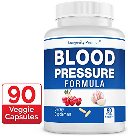 Longevity Blood Pressure Formula [90 Capsules] - with 12  Natural Herbs. Best Blood Pressure Supplement
