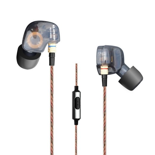 SUPVIN® KZ ATE Copper Driver Ear Hook HiFi in Ear Earphone Sport Headphones for Running with Foam Eartips with Microphone (ATE)