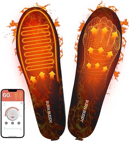 Heated Insoles, APP Control Heated Insoles for Women Men, 5000mAh Rechargeable Foot Toe Warmer Insoles, Electric Heated Shoes Insoles for Hiking Camping Skiing Hunting Outdoor Work, Thermal Insoles