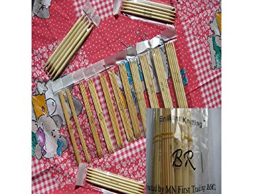 BrilliantKnitting (BR brand) 15 Sets of 7 inch Double Pointed (DP) Bamboo Knitting Needles (5 needles per set, 75 needles in total)