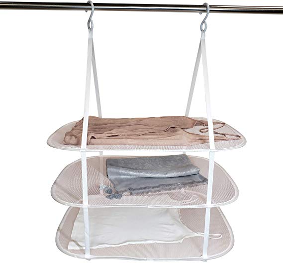 Homz Sweater/Delicates/Swimsuit Dryer, Surface, Pink, Set of 1 Hanging 3 Tier Drying Rack,