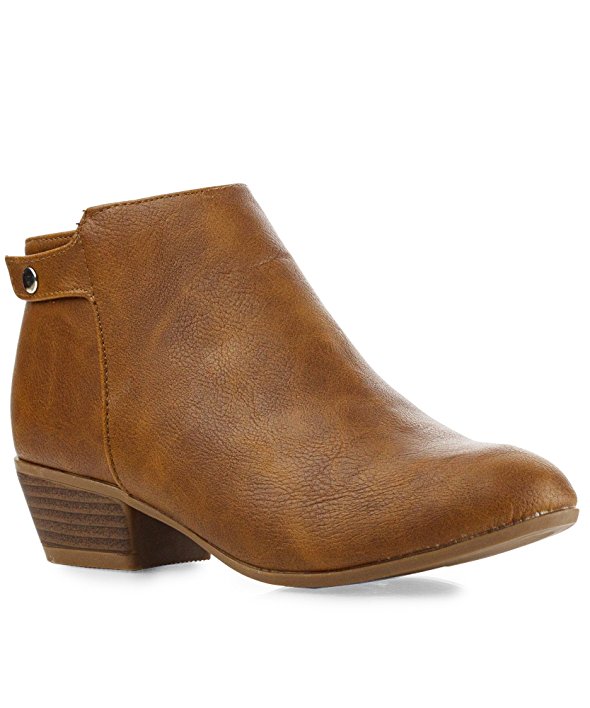 RF ROOM OF FASHION Dolce-31 Tailored Vegan Suede Side Zipper Closure Almond Toe Low Kitten Heel Ankle Bootie Boots