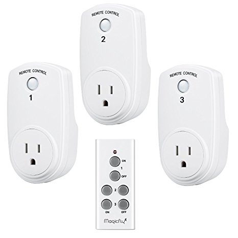 Magicfly Remote Control Electrical Outlet Switch for Household Appliances, White (3 Outlet, 1 Remote)