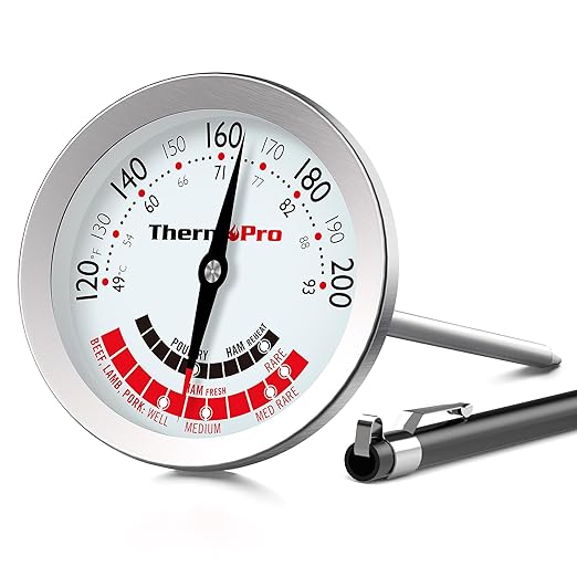 ThermoPro APT200 Instant Read Meat Thermometer for Cooking with Extra-Large 2-Inch Dial, Analog Dial Food Cooking Thermometer with 5.1" Stainless Steel Probe for Poultry, Ham, Pork, Beef and Lamb