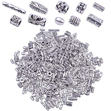 BronaGrand 100g (About 250-400pcs) Antique Silver Column Spacer Beads Bracelet Charms Necklace Pendants Jewelry Findings Accessories for Bracelet Necklace Jewelry Making