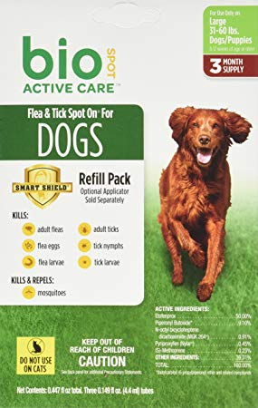 Bio Spot Active Care Flea & Tick Spot On for Large Dogs (31-60 lbs.) 3 Month Refill