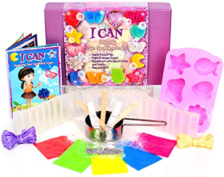 KRAFTZLAB Make Your Own Soap Educational Activity Kit for Girls and Boys | All Soap Making Supplies and Color Booklet Included Plus Gift Box | Ideal Soap Kits Gifts for Kids